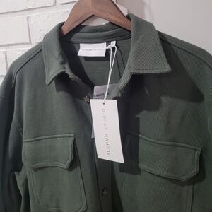 Plenum Studio Men's Classic Olive Green Heavy Button Down Shirt/Coat L